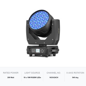 ไฟวอชแบบเคลื่อนย้ายได้, 200W 19x10W RGBW 540x270 ปรับหมุน/เอียง/ซูม, สำหรับงานเวที - Product Image 5