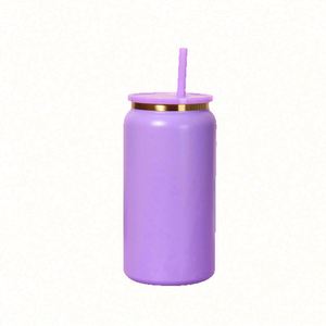 Nuevo Estilo Vaso de Acero Inoxidable de 16oz con Doble Pared, Recubrimiento al Vacío y Acabado en Polvo, con Tapa y Pajita de Color para Bebidas, Ideal para Fiestas, Ecológico - Product Image 1