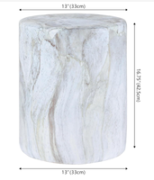 Nouveauté : Tabouret en céramique pour jardin intérieur/extérieur, finition marbre, table d'appoint en céramique, tabouret tambour en céramique