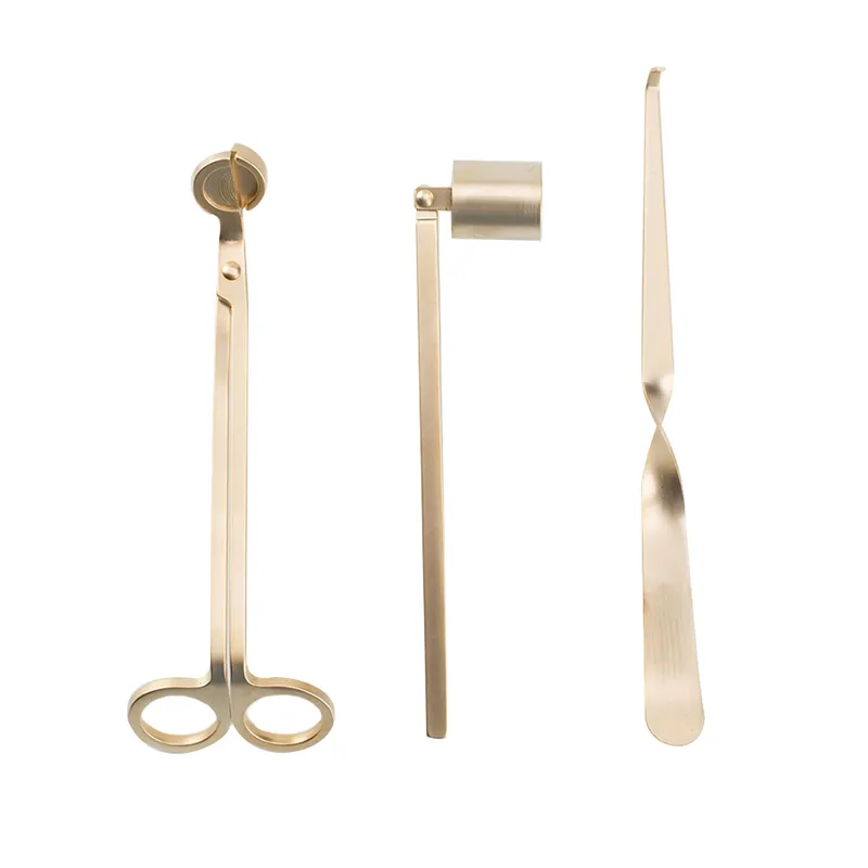 Mescente Wholesale Brass Gold Wick Trimmer and Candle Snuffer Set with Gift Box