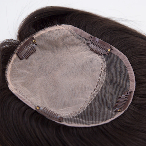 Topper de <span class=keywords><strong>cheveux</strong></span> humains européens de haute qualité pour femmes, 2026, 5,5 x 6,5, couleur naturelle, double base en soie avec contour en PU - Product Image 1