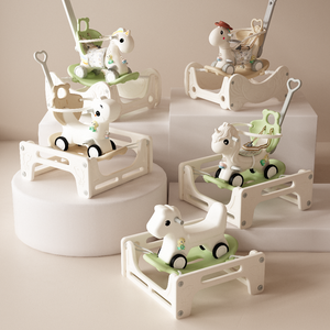 Cavallo a Dondolo 3-in-1 in Plastica per Bambini, all'Ingrosso, Portatile, Attività Trampolino Spingi e Cammina, Giocattolo per Casa con Animale Carino da Cavalcare - Product Image 1