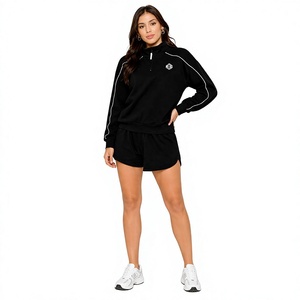 Custom Women's Quarter Zip Up Windbreaker <b>Running</b> Shorts Set Premium Activewear Lounge Tracksuit OEM <b>jacket</b> for <b>men</b> Manufacturer - Product Image 5