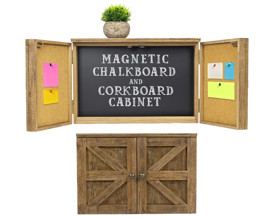 Tableau magnétique mural en bois, personnalisé et rustique, pour armoire d'entrée, en liège, présentoir, organisateur