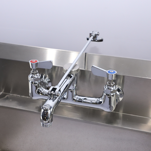 <span class=keywords><strong>Grifo</strong></span> industrial de latón cromado pulido de 8 pulgadas, ajustable, de doble manija, montado en la pared, de 2 orificios, flexible, para fregadero de fregona, con caño. - Product Image 2