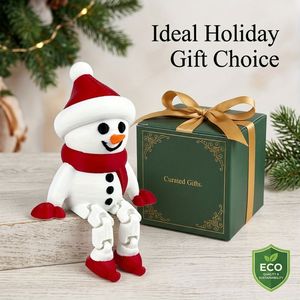 3D Printed Articulated Snowman Figurine Movable Joint Christmas Table Decor <b>Santa</b> Hat Winter Holiday Desktop Ornament Gift - Product Image 6