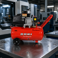 Compresseur d'air portable à piston lubrifié, fabriqué en Chine, 5HP, réservoir de 50L, alimenté par courant alternatif, refroidi par air