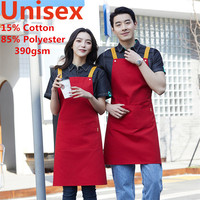 Logo personnalisé unisexe sangle réglable toile coton cuisine restaurant professionnel serveur chef bavoir tablier tabliers de cuisine