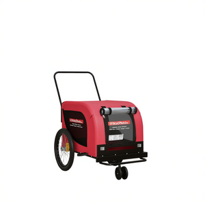 Remorque de vélo pour animaux ThorSpakon en tissu Oxford rouge, capacité 25 kg, avec roues, transporteur extérieur pour animaux - Product Image 1