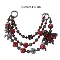 Pendentif Fleur de Luxe en Cristal Pavé, Breloque Florale Dorée en Strass de Haute Qualité pour Sac ou Chaîne de Téléphone