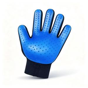 Gants de toilettage pour chat avec poils en silicone pour un toilettage doux et une élimination des poils, couleur bleue, taille unique, convient à la plupart des animaux - Product Image 1