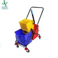 Hôpital aéroport nettoyage plié main double seau vadrouille essoreuse chariot