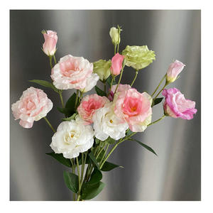 Platicodon de flores artificiales de seda a granel para hotel, sala de estar, decoración de boda, 3 cabezas, <span class=keywords><strong>Eustoma</strong></span> <span class=keywords><strong>Grandiflorum</strong></span> - Product Image 1