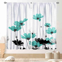 Rideaux Floraux 2 Panneaux Motif Fleuri Style Ferme Filtrant la Lumière Confidentialité Poche à Tringle Traitements de Fenêtre Draperies pour Salon