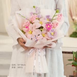 Ramo de palo giratorio cifrado hecho a mano para Pascua, Navidad, Día de San Valentín, Día del maestro para decoraciones del hogar, flor similar a piel de rosa de Lirio - Product Image 5