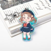 Porte-clés en acrylique transparent écologique avec revêtement en époxy, thème anime