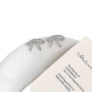 Sterling <b>Silver</b> Bow <b>Stud</b> <b>Earrings</b> For Women Fashion Jewelry <b>Silver</b> Color Bowknot Design Small <b>Earrings</b> Party Wedding Gift - Product Image 5