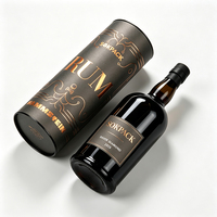 Caja de Cartón Cilíndrica de Lujo Personalizada para Vino, con Estampado en Caliente Dorado, Tubo de Regalo Redondo para Botellas de Ron, Whisky y Licores