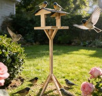 Nouvelle mangeoire à oiseaux verticale en bois HX A-102 pour l'extérieur et plateforme d'alimentation, nichoir en bois massif avec couleur personnalisée