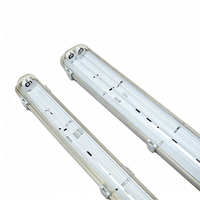 Tube LED T8 Tri-proof Industriel à Montage en Surface, Étanche, 2ft 4ft, 2x18W 2x9W, 6500K, avec Cache Transparent en ABS PC