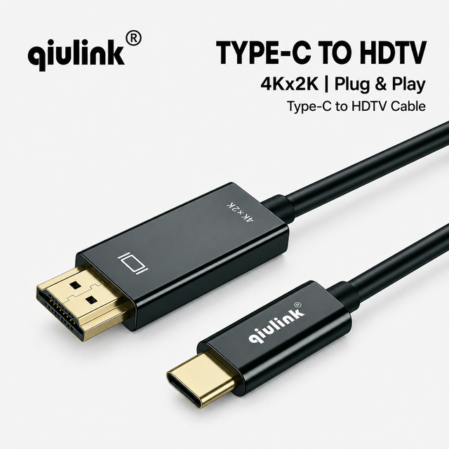 Qiulink 4K Ultra HD USB C to HDMI Cable 1.8M 6FT QL-CH510 Type C to HDTV Adapter for MacBook Pro Air iPad Samsung Laptop Monitor