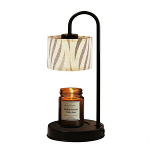 Lámpara Calentadora de Velas Eléctrica con Pantalla de Lino, Brillo Ajustable, Tamaño Mediano, Quemador de Aroma Metálico para Mesa, Decoración del Hogar - Product Image 1