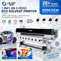 LETOP Fabrika 1.6M/1.9M 2 Kafalı I3200/i1600 Geniş Format Eko Solvent Yazıcı, Banner ve Vinil Baskısı için