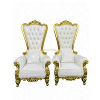 Chaises de mariage en bois et cuir PU de haute qualité avec garniture dorée, prix d'usine, pour la mariée et le marié, utilisation hôtelière