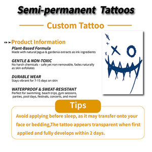 <span class=keywords><strong>Tatouage</strong></span> semi-permanent à base de plantes, autocollant à porter pendant 14 jours, imperméable et naturel, décoloration sécurisée, gel Jagua en gros pour un art corporel élégant - Product Image 3