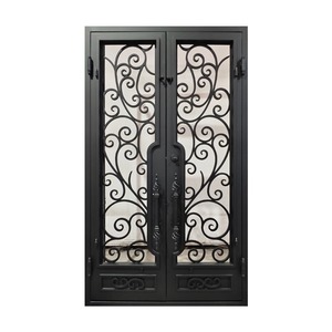 Intérieur en acier Dernier Double arc forgé Fer Design Porte <span class=keywords><strong>Photo</strong></span> Villa Porte d'entrée pour la <span class=keywords><strong>maison</strong></span> Entrée principale Maisons Modèle - Product Image 3