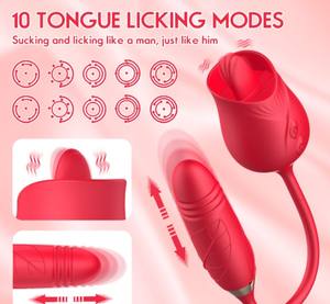 Giocattolo Sessuale per Adulti, Stimolatore Clitorideo a Forma di Rosa per Donne, Vibratore Lingua per Stimolazione Clitoridea Femminile, Dildo Vibrante a Doppia Testa - Product Image 5