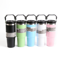 Nouvelle Tasse Isotherme de Voyage en Acier Inoxydable à Double Paroi de Haute Qualité 30oz avec Poignée pour Voiture, Isolation Thermique 6-12 Heures