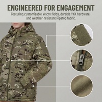 Veste tactique unisexe à capuche imperméable camouflage avec fermeture éclair longue, modèles tendance, stock d'usine disponible, logo personnalisable