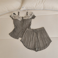 Pyjama en modal floral pour femmes Fitspi, ensemble de 2 pièces, vêtements de nuit sexy, respirants, doux, vêtements de détente, pyjamas d'été, ensembles élastiques, vente en gros