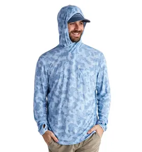 high quality custom mens quick dry upf50+ uv protection hoodie fishing shirts long sleeve uv sublimated shirts with thumbholes