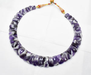 100% Chevron Améthyste Collier Ras Du Cou Mode Collier Perlé Style avec Mise En Page De Pierres Précieuses Conception Améthyste Mise En Page Collier - Product Image 1