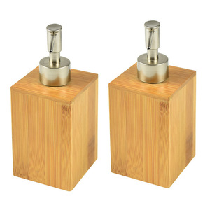 Bamboo Liquid Soap <b>Dispenser</b> 7X7X17Cm Manual Pump Desktop Minimalist Bathroom Set For <b>Shampoo</b> Body Wash Hand Soap - Product Image 5