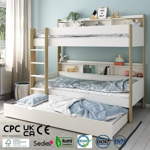 Kids <strong>Bunk</strong> <strong>Bed</strong>-MDF Double Decker <strong>Bed</strong> Set with Shelves and Pull-Out <strong>Bed</strong> with Drawers (90x200) Modern Bedroom Camas - Product Image 1