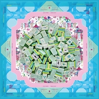 Set Mahjong Amerika 4 Lapis 1-7/16" 36mm Berukir, 160 Ubin, Warna Hijau Pearlescent Seafoam, Edisi Ikon Liburan Laut Mewah