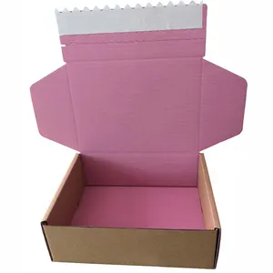 حزمة شحن شخصية ذاتية اللصق للبريد البريدي المموج حزمة وردية صندوق بريد بسحاب من كرافت للأعمال الصغيرة