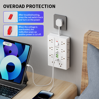 Multiprise murale américaine avec 16 prises, 3 ports USB Type-C, protection contre les surtensions 10A, protection contre les surcharges, utilisation hospitalière
