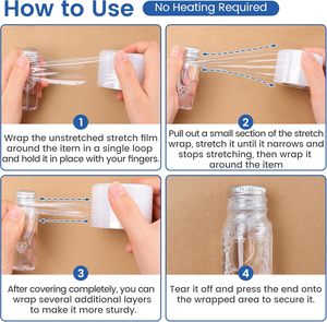 <b>Mini</b> High Gloss Reinforced Grade Stretch Wrap Film Unheated Shrink Wrap Roll for <b>Bottles</b>/Jars Seal Packing - Product Image 5