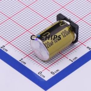 ตัวเก็บประจุอิเล็กโทรไลต์อะลูมิเนียมแบบ SMD รุ่น VKME1652A121MV, ขนาด D10xL16.5 มม. ความจุ 120uF ค่าความคลาดเคลื่อน 20% แรงดันไฟฟ้า 100V กระแสไฟฟ้า 1.17A ความถี่ 100kHz - Product Image 1