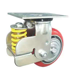 New Product Shock Absorbing Caster Single Double Springs Zinc Plated Bracket Functional Casters