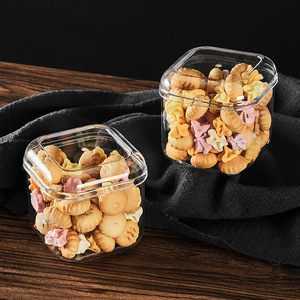 Boîte en plastique carrée transparente empilable avec couvercle, réutilisable, pour desserts, collations, matériel de rangement - Product Image 3