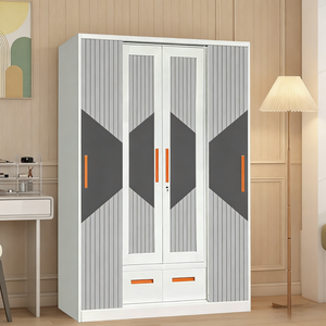 Armario Corredizo de Acero de 3 Puertas, Moderno, de Alta Calidad y Personalizable, <span class=keywords><strong>con</strong></span> Organizador de Ropa, Duradero y <span class=keywords><strong>con</strong></span> Cerradura para Almacenamiento en el Dormitorio - Product Image 4