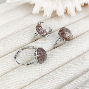 Nouvelle Bague Ovale en Cristal Fantôme Naturel, Pierre Semi-Précieuse Polie, Bague en Quartz de Jardin pour Souvenirs et Cadeaux - Product Image 3