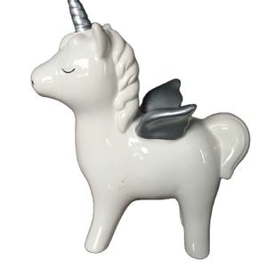Salvadanaio in ceramica unicorno salvadanaio unicorno bianco con coda - Product Image 1