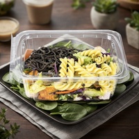 Boîte d'emballage à emporter pour salade, transparente, recyclée, 32/48 oz, en plastique PET/rPET, avec opercule inviolable, pour salades de fruits