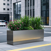 Pot de fleurs de luxe en acier étanche pour usage commercial extérieur, grande jardinière, bac de plantation